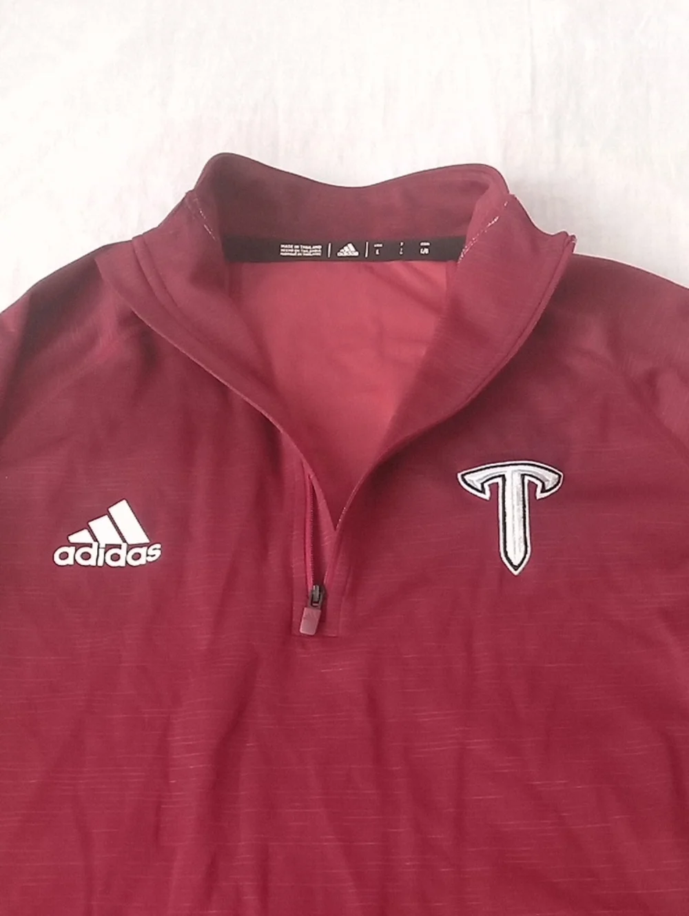 adidas Men's Burgundy Turtleneck Quarter-Zip Shirt L